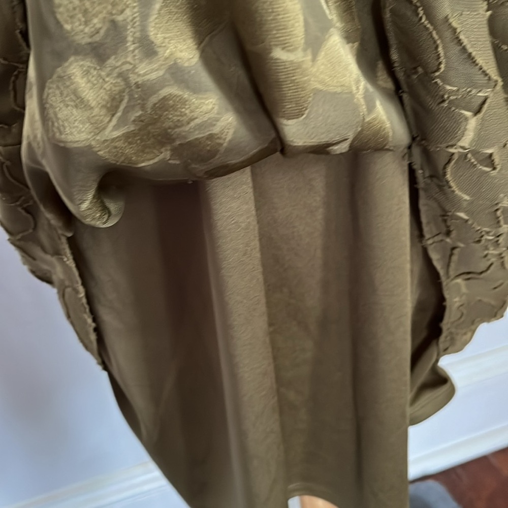 Tommy Hilfiger Army green pullover floral chiffon dress w/long sleeves Size 2 - Picture 11 of 14